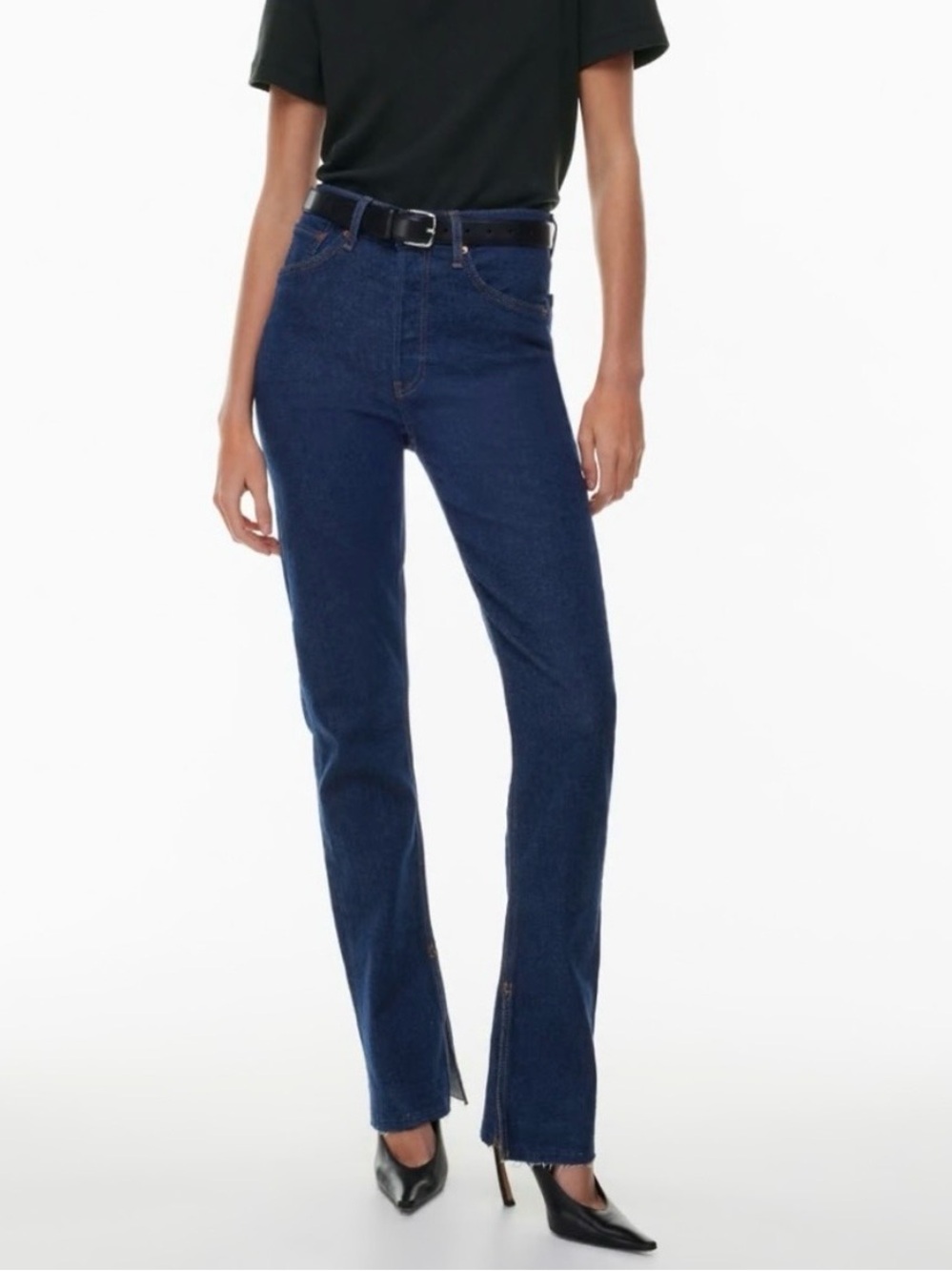 Re/Done 70s High Rise Skinny Boot Cut Dark Blue Jeans Size 24